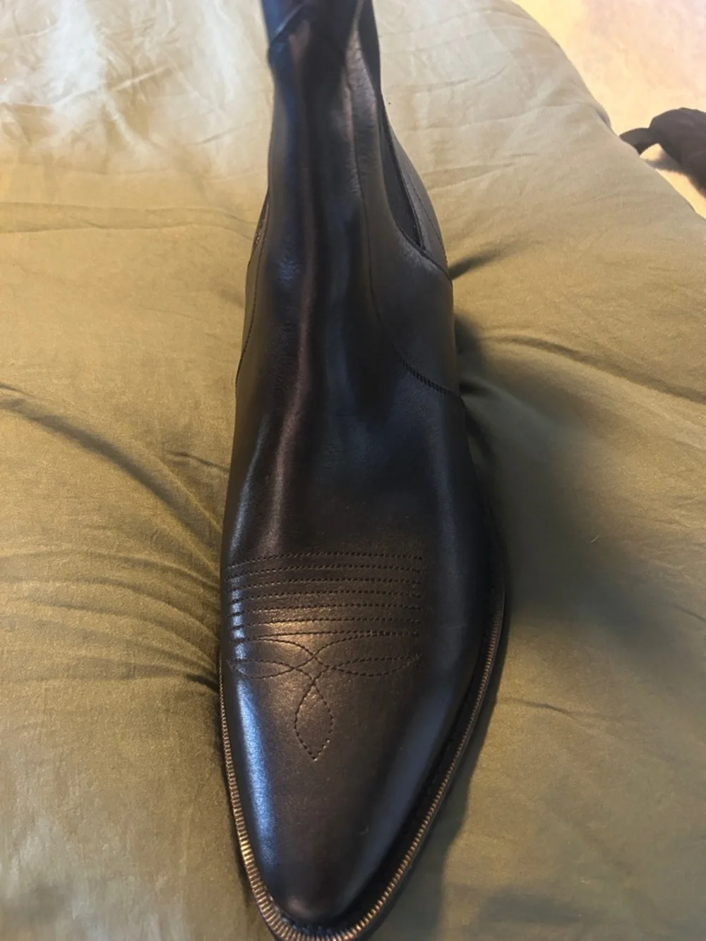 Celine Black Leather Pointed Chelsea Ankle Boots - Picture 6 of 7